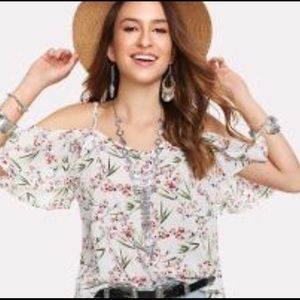 Floral cold shoulder top